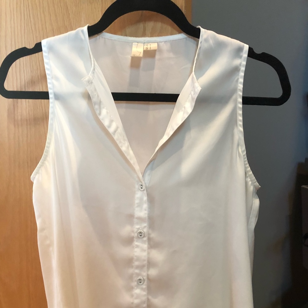 Semi transparent white tank top blouse